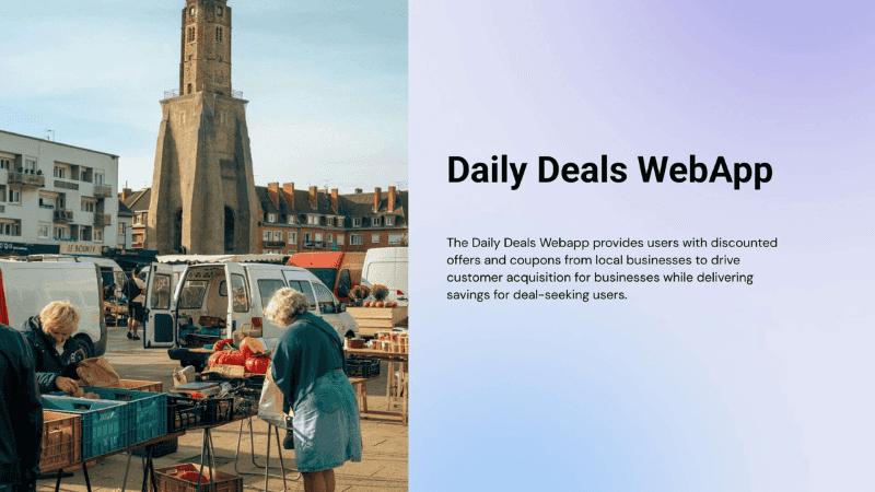 Interactive web application developed by MatrixBrains pvt ltd for daily deals web application, featuring deals of the days and daily reports, product of the day