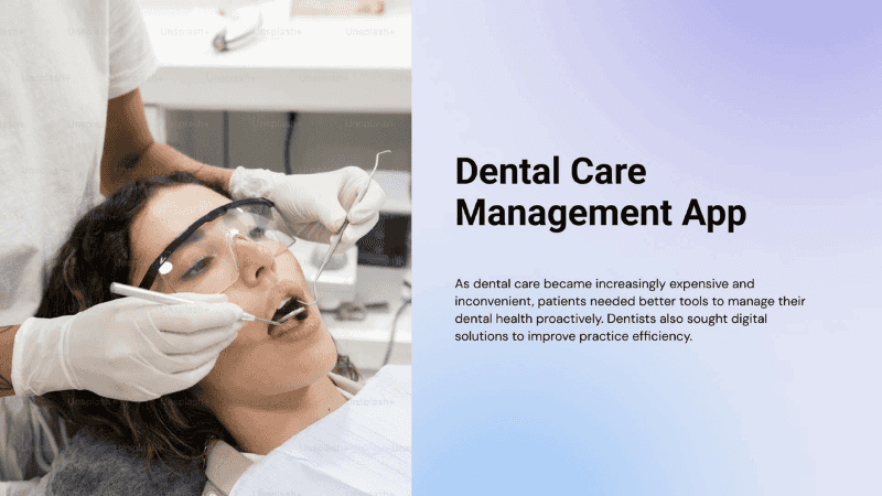 Custom mobile app interface developed by MatrixBrains PVT LTD for a dental care management business, showcasing product catalog and seamless navigation