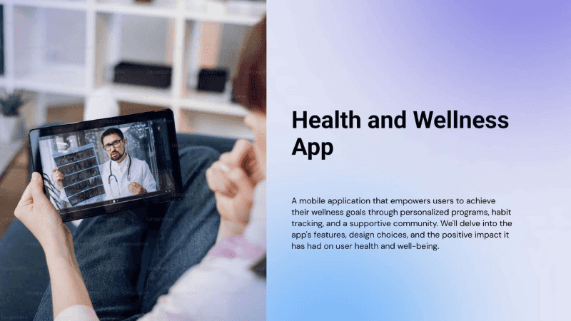 User interface of the Health and Wellness App displaying personalized health tips, progress tracking, and wellness goals, developed by MatrixBrains PVT LTD