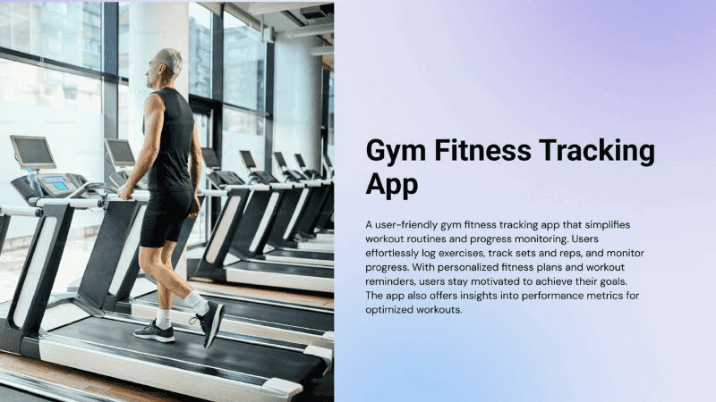 User interface of the GYM Fitness Tracking App displaying workout routines, progress tracking, and health metrics, developed by MatrixBrains PVT LTD