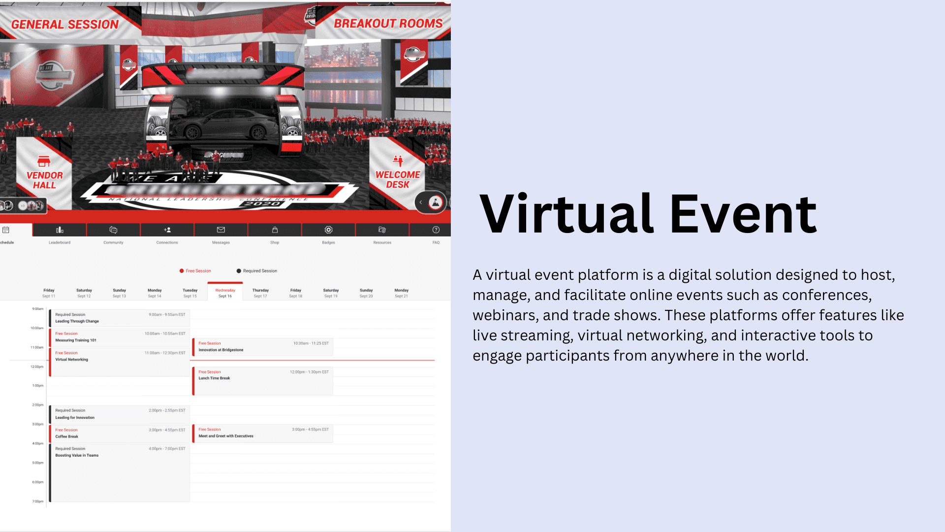 Custom software solution developed by MatrixBrains pvt ltd for virtual event, showcasing virtual event and corporate evnts online